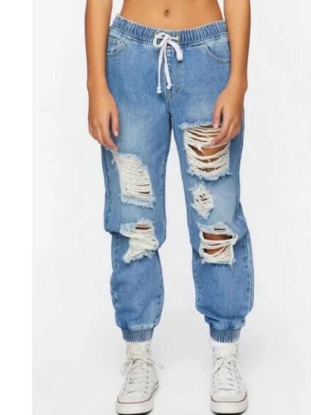Celebrity Pink Distressed High Rise Denim Jogger Jean. Size medium Real Cute